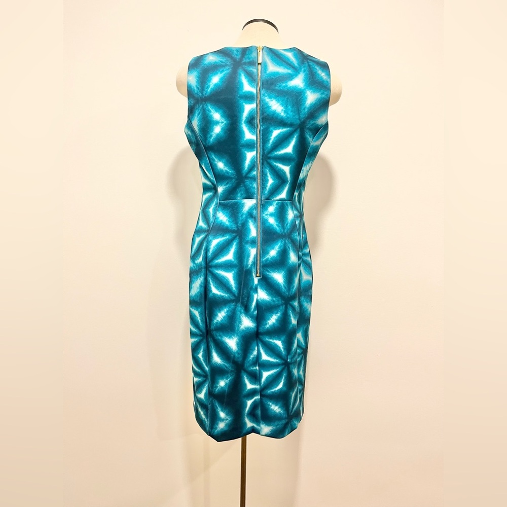 Calvin Klein Blue Geometric Midi Dress Sleeveless Tailored Stretchy size 10 - Picture 6 of 12